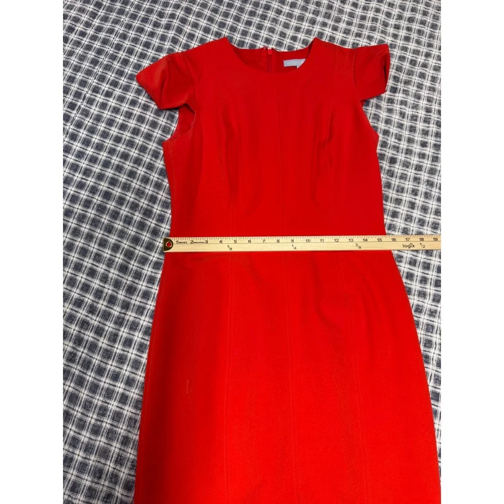 Antonio Melani Red Cap Sleeve Sheath Dress Size 6 Professional Workwear Career - Picture 5 of 7